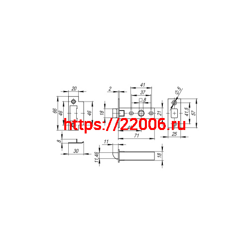 Защелка Fuaro (Фуаро) врезная PLASTP12-45-25 SSC сатинированный хром фото 3