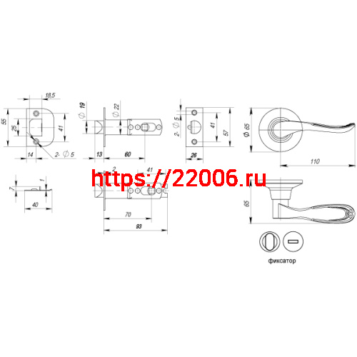 Ручка Punto (Пунто) защелка DK630 AC-BK (6030 AC-B) (фик.) медь фото 3