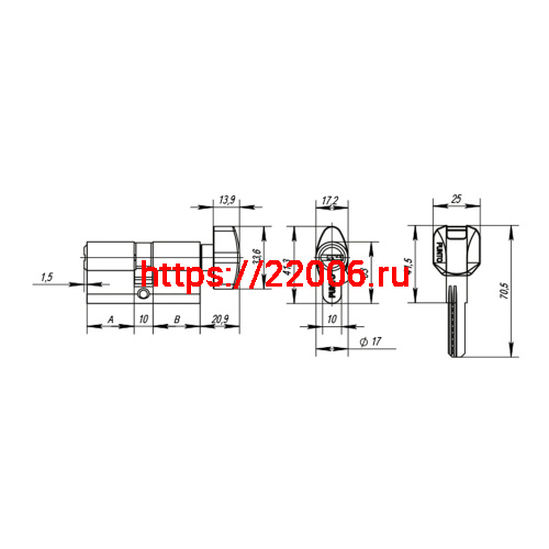 Цилиндровый Punto (Пунто) механизм MaxPro7002Knob95mm(45+10+40) SN никель 7key с вертушкой фото 4 Цилиндровый Punto (Пунто) механизм MaxPro7002Knob95mm(45+10+40) SN никель 7key с вертушкой фото 4