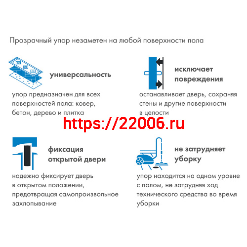 Упор Armadillo (Армадилло) дверной скрытый STELS TR Прозрачный фото 7