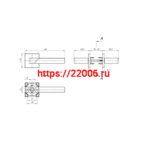 Ручка Fuaro (Фуаро) раздельная K.SL52.FLY (FLY SL) GR-23 графит фото 3