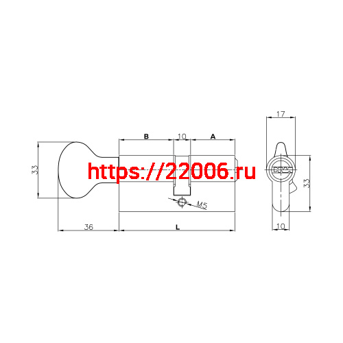 Цилиндровый механизм Kale kilit (Кале килит) с вертушкой 164 SM/62 (26+10+26) mm латунь 5 кл. фото 5