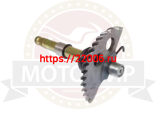 Вал кикстартера с сектором 4х такт. косозубый GY6-125/150, GYRO180 длиный (L-158мм, шлицов 30шт) фото 2 Вал кикстартера с сектором 4х такт. косозубый GY6-125/150, GYRO180 длиный (L-158мм, шлицов 30шт) фото 2