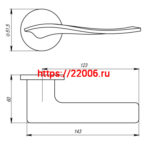 Ручка Armadillo (Армадилло) раздельная R.URS52.AQUA (AQUA URS) CP-8 хром фото 4