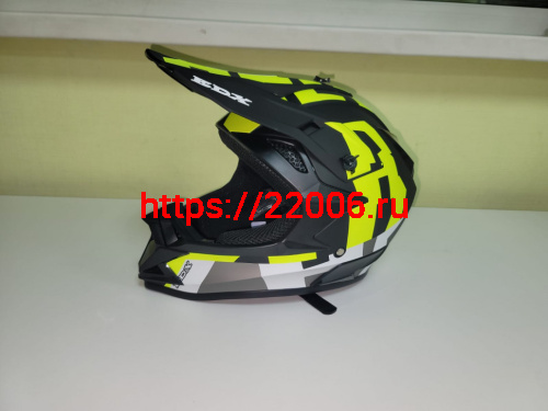 Мотошлем 166 Детский Кросс черно-зелено-белый матовый (XL)