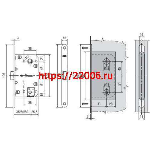 B01102.50.FM.567 AGB (АГБ) Защелка врезная WC (белый) MEDIANA EV. (инд.упак+B01000.13) фото 2
