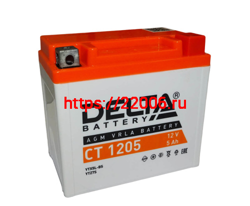 Аккумулятор 12В  5 А/ч, кислотный AGM (Delta СТ 1205) (113х70х106) обратная полярность, для Альфы фото 3