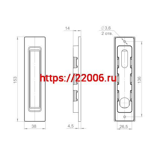 Ручка Punto (Пунто) для раздвижных дверей SH.SLQ152.010 (Soft LINE SLQ-010) SN мат.никель фото 3 Ручка Punto (Пунто) для раздвижных дверей SH.SLQ152.010 (Soft LINE SLQ-010) SN мат.никель фото 3