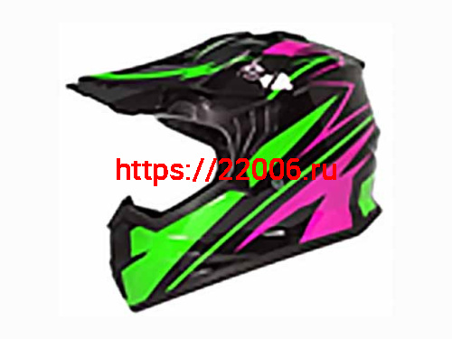 Мотошлем VIRTUE MD-911 Детский Кросс черно-зелено-фиолетовый (M) Мотошлем VIRTUE MD-911 Детский Кросс черно-зелено-фиолетовый (M)