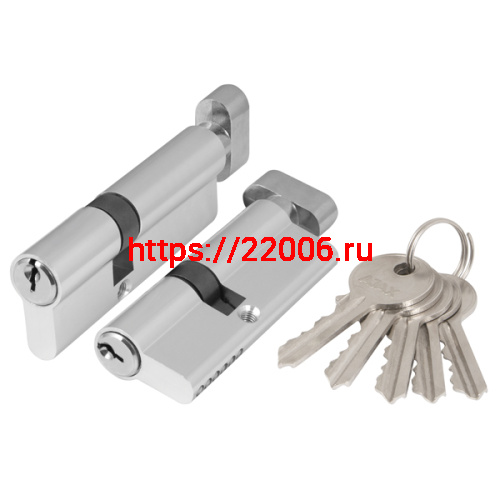Цилиндровый Ajax (Аякс) механизм (AX102/80) AX1002Knob80 (35+10+35) CP хром с вертушкой