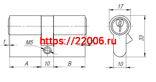Цилиндровый Ajax (Аякс) механизм (AX100/80) AX1000Key80 (30+10+40) CP хром фото 3