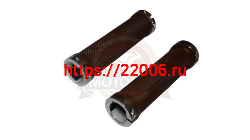 Грипсы для велосипеда 130мм, резина, с двумя грипстопами, с заглушками (серебр.) (H-G119) фото 3