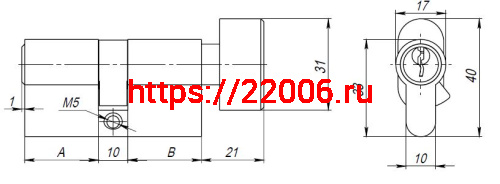 Цилиндровый Ajax (Аякс) механизм (AX102/60) AX1002Knob60 (25+10+25) PB латунь с вертушкой фото 3
