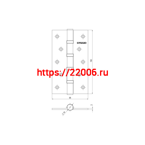 Петля Fuaro (Фуаро) универсальная IN6400U SN (4BB 150x95x3) мат. никель фото 3 Петля Fuaro (Фуаро) универсальная IN6400U SN (4BB 150x95x3) мат. никель фото 3