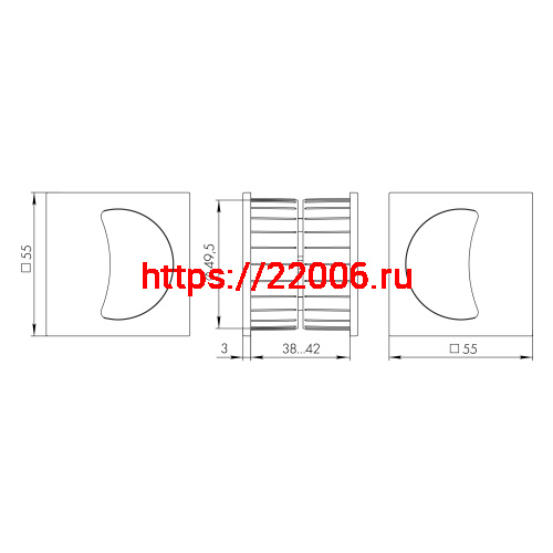Ручка Armadillo (Армадилло) для раздвижных дверей SH.QUADRO55.010 BPVD-77 вороненый никель фото 3 Ручка Armadillo (Армадилло) для раздвижных дверей SH.QUADRO55.010 BPVD-77 вороненый никель фото 3