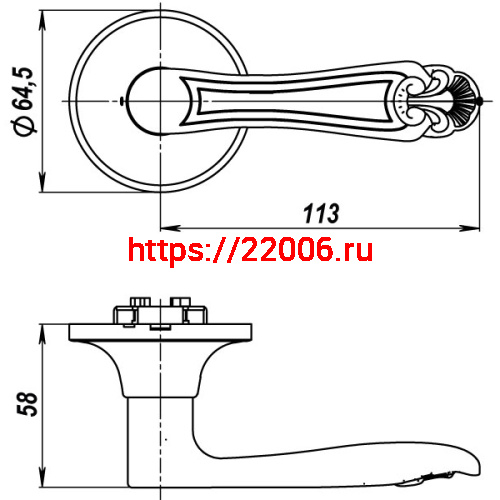 Ручка Punto (Пунто) защелка DK637 AB-ET (6037 AB-E) (кл./фик.) бронза фото 3