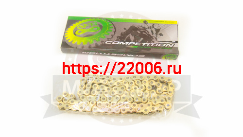 Цепь SFR (420HР) SFR -100 зв. приводная, СУПЕР УСИЛЕННАЯ, цв.ЗОЛОТО (Альфа)