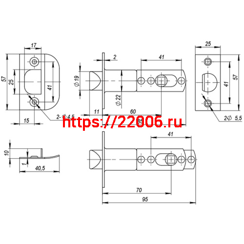 Ручка Ajax (Аякс) защелка DK610 CP-PS (6010 CP-P) (без фик.) хром фото 3