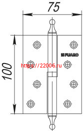 Петля Fuaro (Фуаро) съемная 410-4 100x75x2,5 AB right (бронза) правая фото 2 Петля Fuaro (Фуаро) съемная 410-4 100x75x2,5 AB right (бронза) правая фото 2