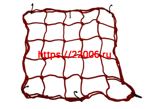 Сетка для крепления багажа красная (4мм, 30х30см) мет.крючки RSCN-001