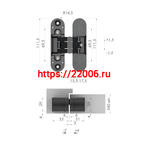 Петля скрытой установки с 3D-регулировкой Armadillo 11160UN3D (Architect 3D-ACH Universal 60) SG «матовое золото» фото 3 Петля скрытой установки с 3D-регулировкой Armadillo 11160UN3D (Architect 3D-ACH Universal 60) SG «матовое золото» фото 3