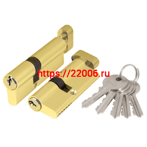 Цилиндровый Ajax (Аякс) механизм (AX102/60) AX1002Knob60 (25+10+25) PB латунь с вертушкой