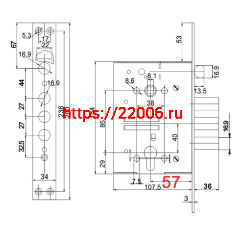 Корпус Border (Бордер) врезного замка с защёлкой ЗВ4-3/85К /79059/ фото 2 Корпус Border (Бордер) врезного замка с защёлкой ЗВ4-3/85К /79059/ фото 2