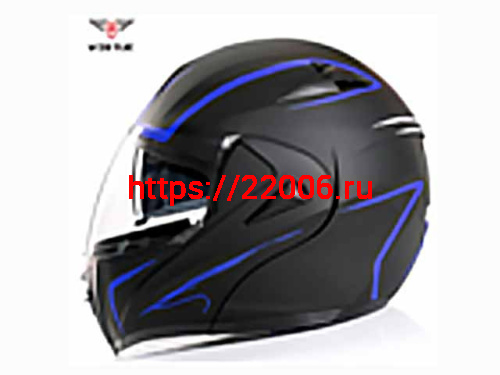 Мотошлем VIRTUE MD-808 трансформер с визором черно-синий матовый (S) Мотошлем VIRTUE MD-808 трансформер с визором черно-синий матовый (S)