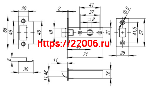Защелка Fuaro (Фуаро) врезная PLASTP12-45-25 SN мат.никель фото 3