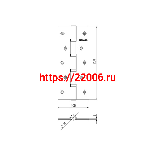 Универсальная петля Fuaro 4BB 200x105x3 PB «латунь» фото 3 Универсальная петля Fuaro 4BB 200x105x3 PB «латунь» фото 3