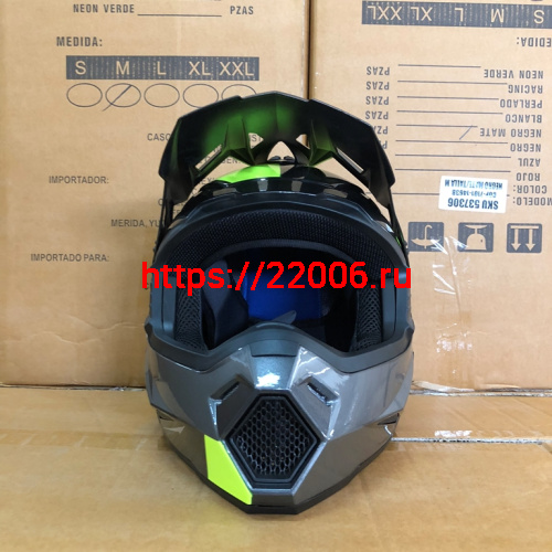 Шлем кроссовый COBRA JK801, №3 серый - лайм, размеры L фото 2