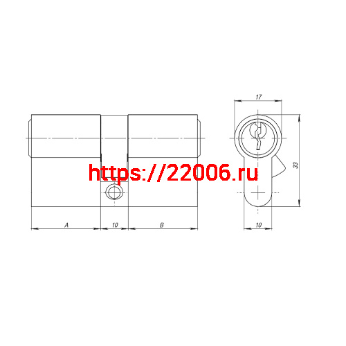 Цилиндровый Ajax (Аякс) механизм (AZ100/100) AZ1000Key100 (40+10+50) CP хром фото 3