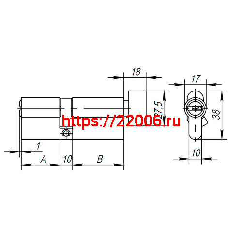 Цилиндровый Ajax (Аякс) механизм (AX202/80) AX2002Knob80 (30+10+40) CP хром с вертушкой фото 3