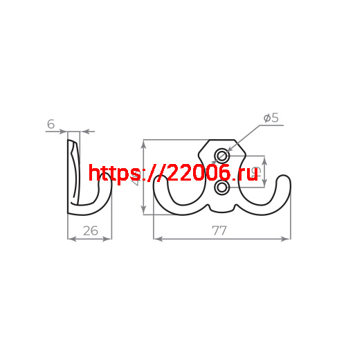 Крючок Ajax (Аякс) настенный MB-K-002 CP хром фото 2 Крючок Ajax (Аякс) настенный MB-K-002 CP хром фото 2