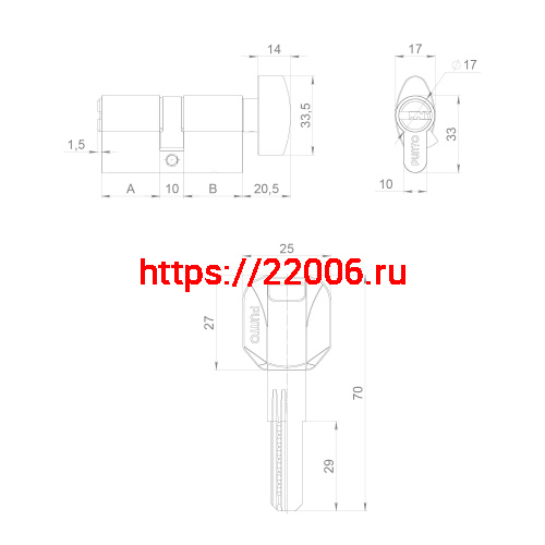 Цилиндровый Punto (Пунто) механизм (Z402/110) Z4002Knob110(50+10+50) с вертушкой CP хром фото 4 Цилиндровый Punto (Пунто) механизм (Z402/110) Z4002Knob110(50+10+50) с вертушкой CP хром фото 4