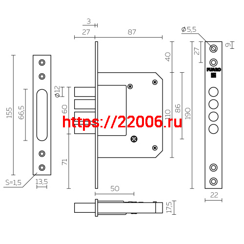 Замок Fuaro (Фуаро) врезной крестообразный X200-4MF/PB (200-4MF/PB) латунь 5key фото 3 Замок Fuaro (Фуаро) врезной крестообразный X200-4MF/PB (200-4MF/PB) латунь 5key фото 3