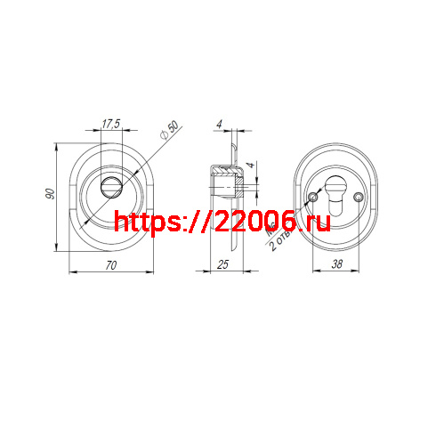 Броненакладка Fuaro (Фуаро) DEF.CRE/OV-set.9726 (DEF 9726) M6x90 врезная с чашкой AB-6 зелёная бронза фото 3
