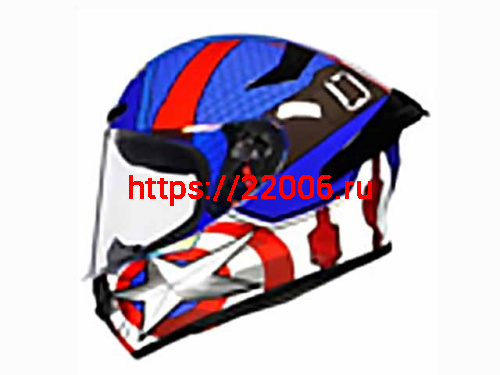 Мотошлем VIRTUE MD-821 закрытый синий с рисунком Капитан Америка (L)