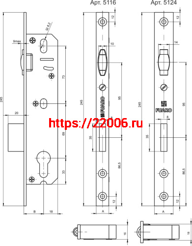 Корпус Fuaro (Фуаро) узкопрофильного замка с роликовой защёлкой 5116-30 CP (хром) фото 3 Корпус Fuaro (Фуаро) узкопрофильного замка с роликовой защёлкой 5116-30 CP (хром) фото 3