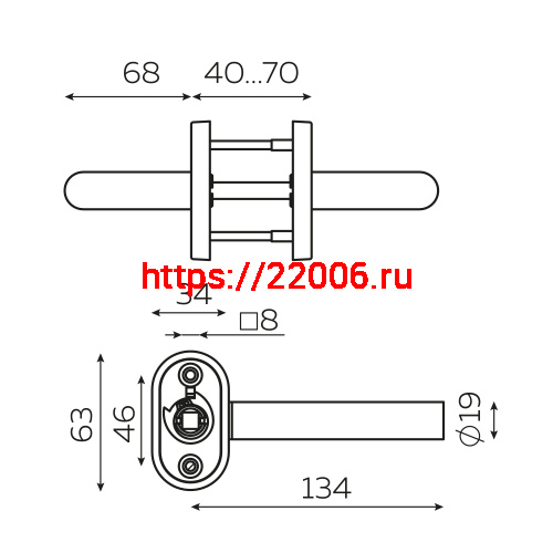 Ручка Fuaro (Фуаро) раздельная R.DSS201-0204P/19 INOX 201 (овальное основание) фото 2 Ручка Fuaro (Фуаро) раздельная R.DSS201-0204P/19 INOX 201 (овальное основание) фото 2