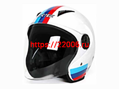 Мотошлем VIRTUE MD-207 открытый белый с цветными полосками (L)