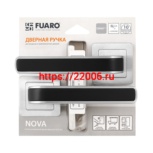 Ручка Fuaro (Фуаро) раздельная NOVA XM/HD SSC/BL-16 сатин хром/черный Ручка Fuaro (Фуаро) раздельная NOVA XM/HD SSC/BL-16 сатин хром/черный