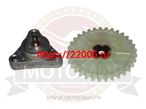 Насос масляный скутер 4х такт  GY6-50/80, FT50QT-4A в сборе (с шестерней 33 зуб) под гайку