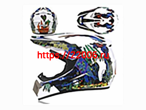 Мотошлем VIRTUE MD-905 Кросс белый с синим граффити (XL)